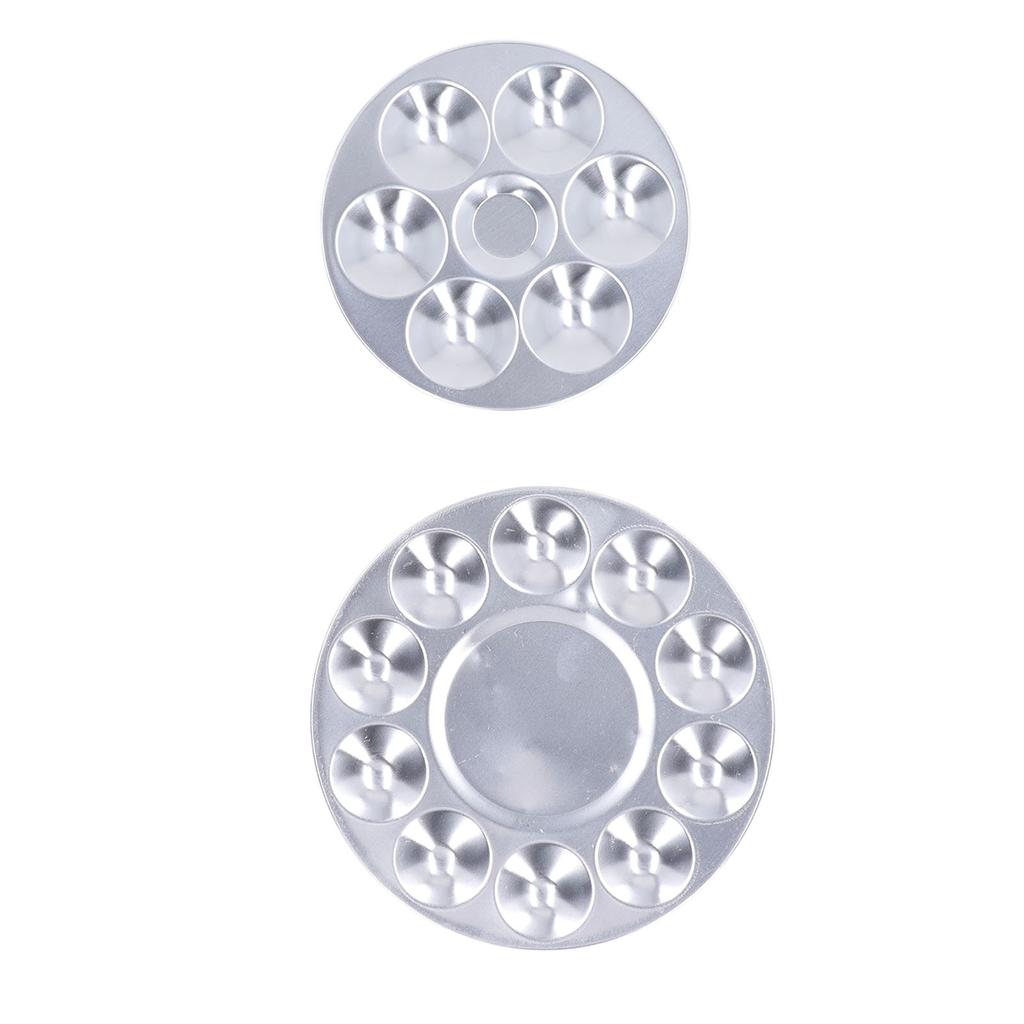 10Pcs Metal Round Paint Tray 10 Wells 6 Wells Aluminium Alloy Round Metal Palettes
