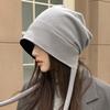 Корейская шапка-бини с двойной вязкой и эффектом тай-дай, повседневная ветрозащитная шапка для головы, осенне-зимняя универсальная шапка для женщин, подчеркивающая лицо, маленькая холодная шапка, новинка