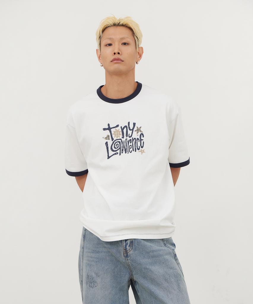 Футболка с аппликацией-надписью Ringer Off-White от Tonilolenseu