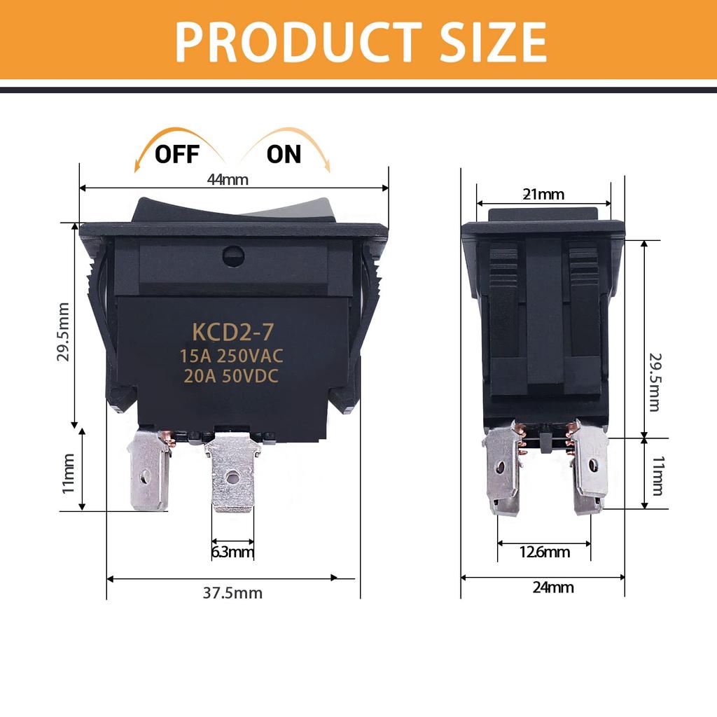 Mankk On-Off Switch 12V 20A 4 P DPST Rocker Switch Panel RV Light Switch For RV Trailers Camper Boats KCD2-7-201-B1-DZ