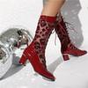 Women's High-heeled Short Boots Spring and Autumn Pointed Thin Heel Large Size Net Boots
