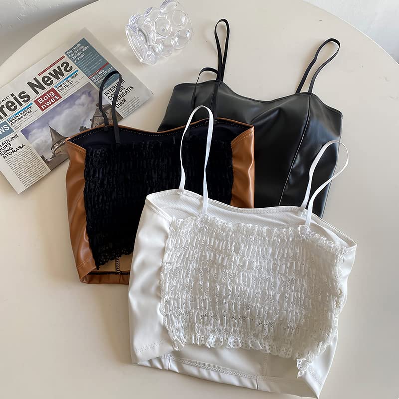 Rubitas Искусственная кожа Повседневный и милый Топ-майка, Нижнее белье, Весна, Лето, Осень, Зима, Топ, (белый)