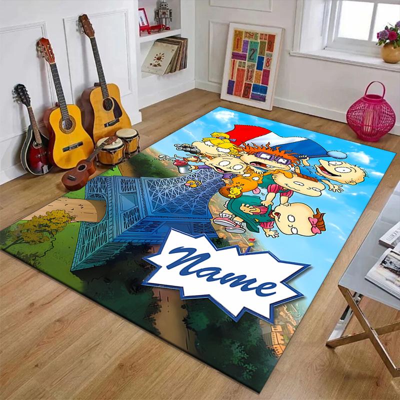 Custom Rugrats in paris Mat Personalized Name, Polyester Washable Indoor Entryway Rug, Gift for Christmas, Easter, Thanksgiving Day