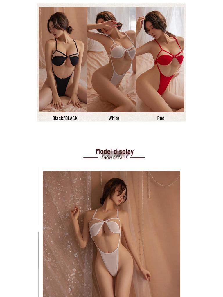 Эротичный боди-комбинезон на шнуровке с вырезами 'Соблазн'