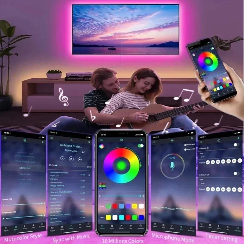 Светодиодная лента RGB 5050 Bluetooth APP ИК-пульт дистанционного управления Гибкая лампа Лента диодная для украшения комнаты для вечеринки на фестивале