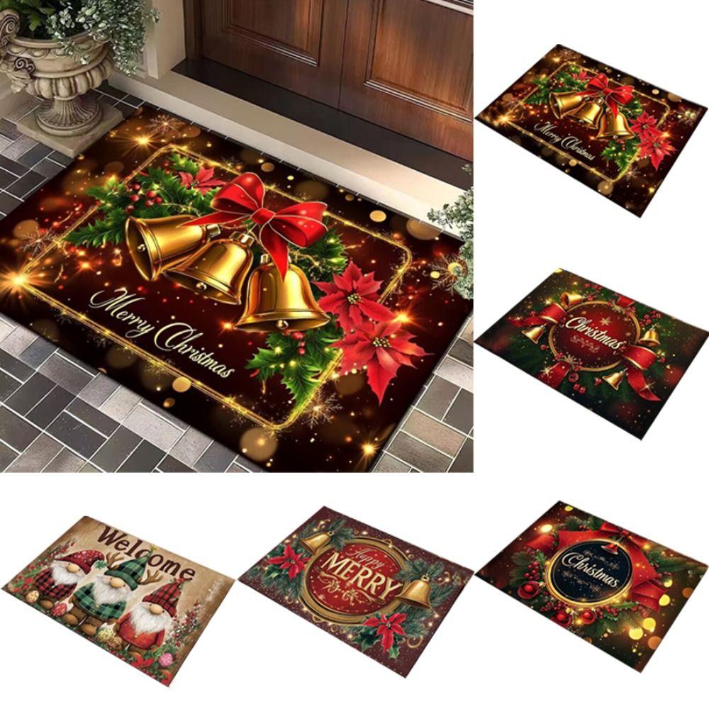 Anti Slip Christmas Carpet Non-Slip Durable Cartoon Bathroom Mat Retro Absorbent Santa Claus Elk Door Mat Home Decoration