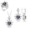 Роскошный мистический топаз в форме сердца, комплект ювелирных изделий из серебра CZ, турецкое ожерелье ручной работы, кольцо и серьги, уникальный подарок для женщин