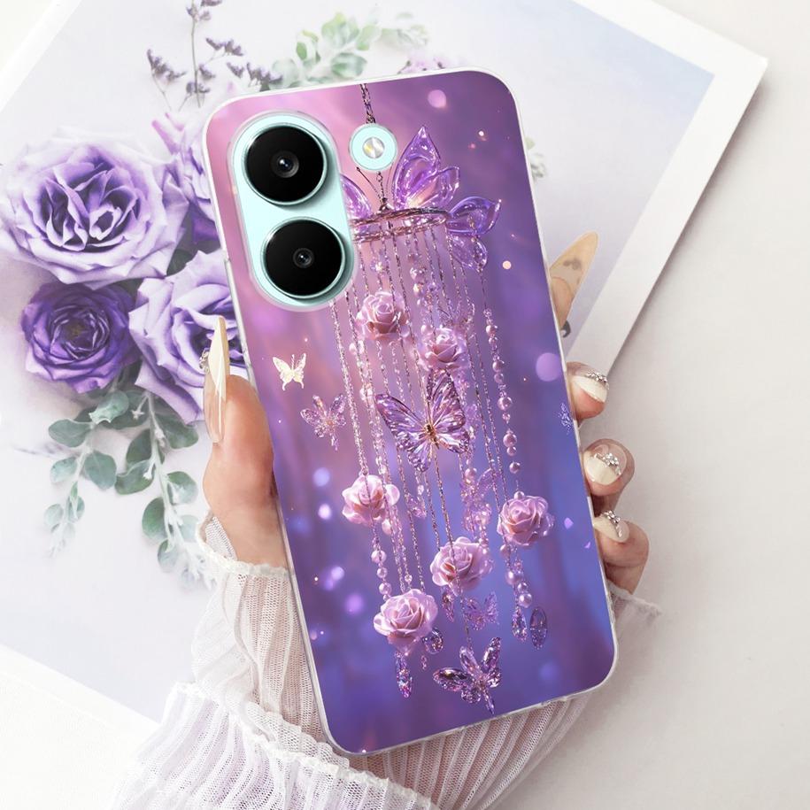 Чехол для Xiaomi Poco X8 Pro Max Чехол Популярный Цветок Мягкий Силикон Прозрачный ТПУ Бампер для Xiaomi Poco X8 Pro X8ProMax Fundas
