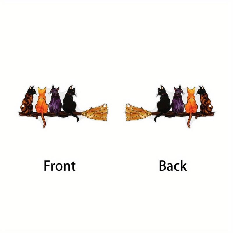 Elegant Colorful Cats with Broom Design Window Hanging Ornament Compacts Size Acrylic Suncatchers Home Garden Decors