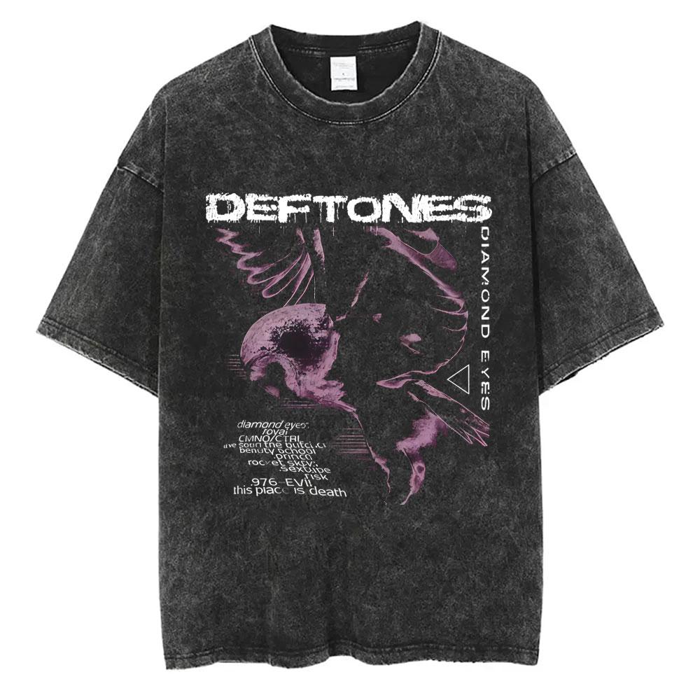Стирка Винтаж Deftones Diamond Eyes Альбом Графическая Футболка Мужская Женская Ретро Рок Поп Музыка Футболка Мужская Повседневная Оверсайз Футболки