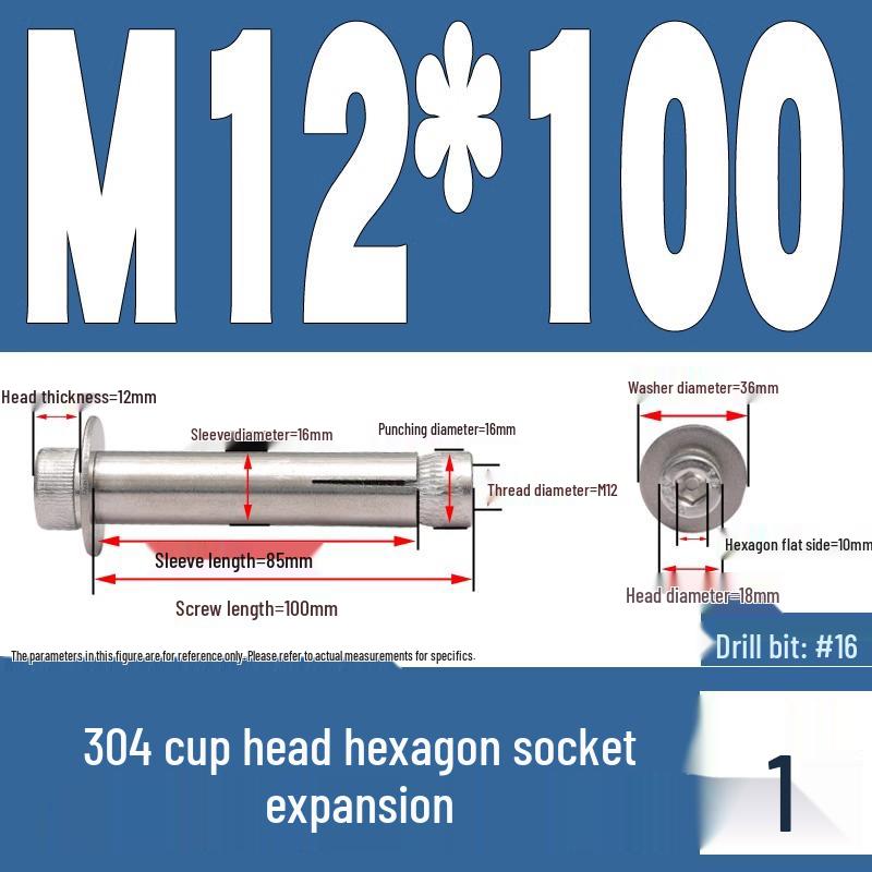 Шестигранный анкерный болт из нержавеющей стали 304 M6/M8/M10 x 60/70/80/90