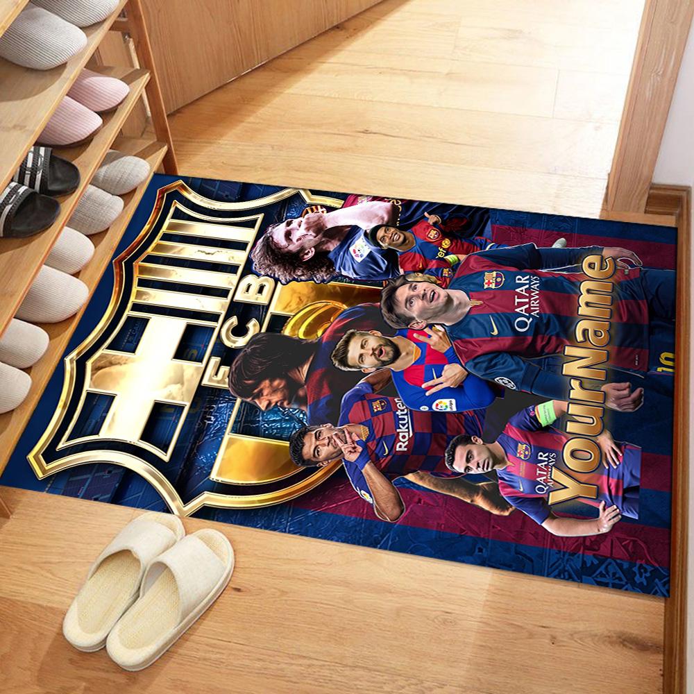 Fc Barcelona Personalized Text Carpet Perfect for Hallway Dormitory Dining Room Game Room Antislip Carpet Decorate Offices Best for Christmas