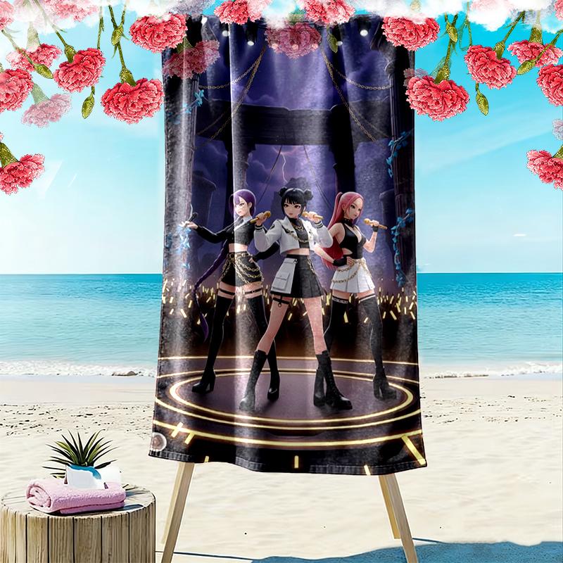 1pc Kpop Demon Hunters Beach Towel Ideal Birthday Gift For Family, A Vibrant Beach Towel Suitable for Outdoor Activities