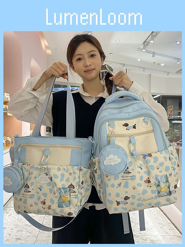 Cute School Backpack For Girls With Splicing Leopard Pattern And 8in Laptop Storage