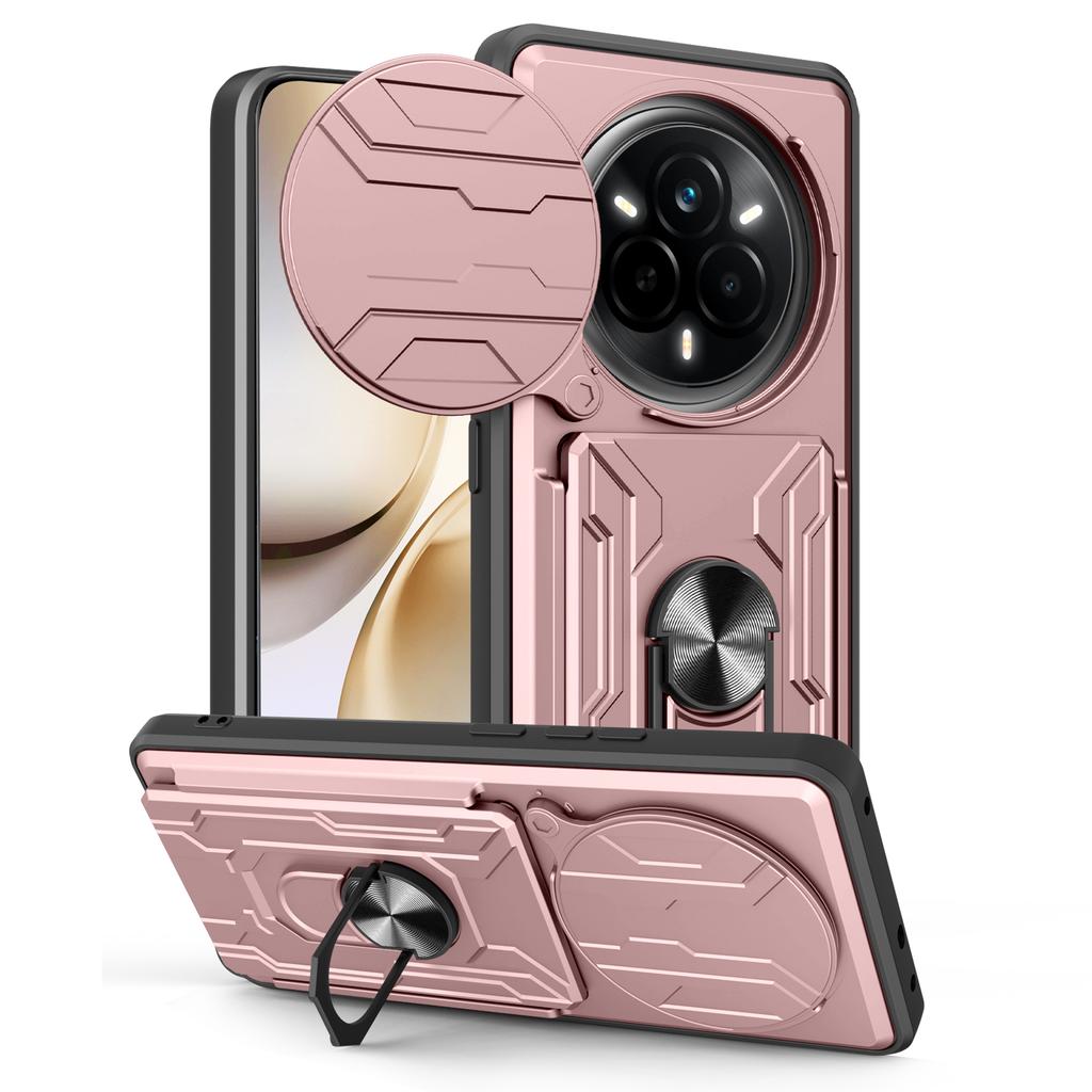 For Realme 14 Pro 5G Case PC+TPU Kickstand Phone Back Cover with Camera Slider
