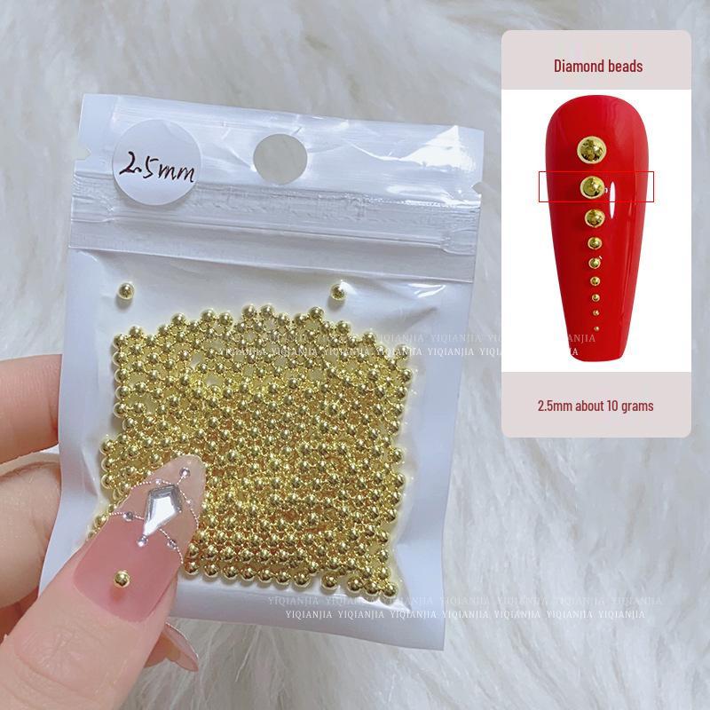 Золотые и Серебряные Стальные Бусины для DIY Маникюра, Мини 0,4 мм, Круглые Бусины Большого и Малого Размеров