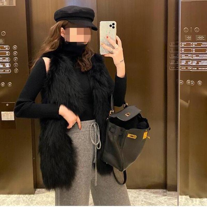 Осенне-зимний меховой жилет средней длины 2 новых imitation raccoon wool girl imitation fox fur imitation fur coat woman