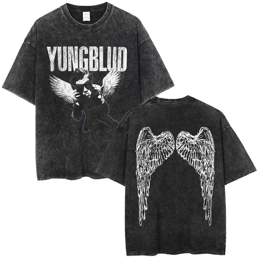 Rocker Yungblud IDOLS Wings World Tour Tshirt Men Women Rock Harajuku Vintage Washed T Shirts Casual Oversized Tshirts