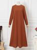 In Stock: New Elegant Solid Color Loose Long Sleeve Casual Maxi Dress