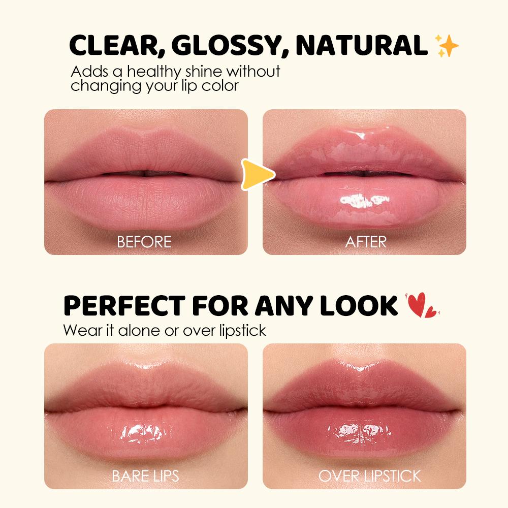 Banana Lip Gloss Oil, High Shine Mirror Glossy Clear Lip Tint, Deeply Hydrating Moisturizing Plumping Lip Glow Balm, Cute Fruit Lip Care Makeup