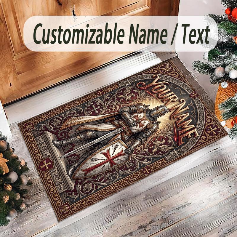 Portrait Man Theme Crystal Velvet Rug Personalized Custom Name Text Soft Floor Mat Home Decor