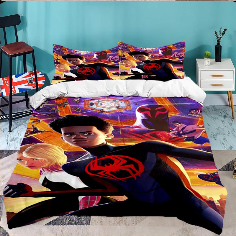 Into The Spider-verse 3PCS Bedding set,Ideal for 1pc Duvet Cover And 2pcs Pillowcases Perfect for Fan gift,Ideal for Bedroom, Dormitory