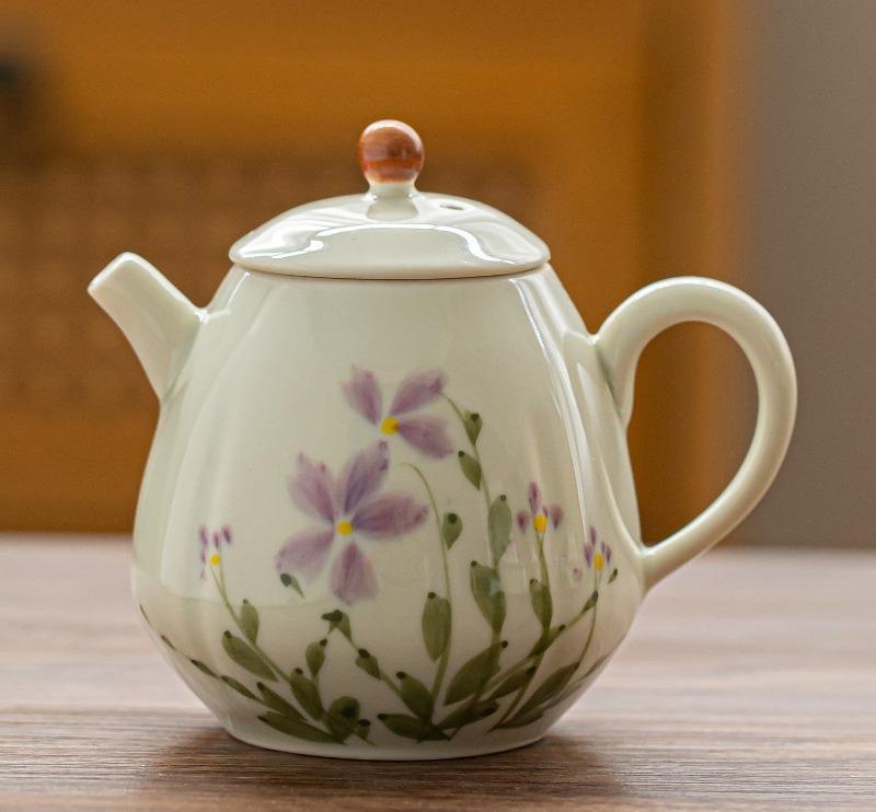 Bamboo Patterned Ceramic Teapot Single Pot Kung Fu Tea Set Teas Maker Filter Kettle Tea Kettle Teas Making Utensils Teaware Tool