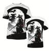 Summer Men's T-shirt Samurai Harajuku Printed Round Neck Short Sleeve Street Trend Tops Male Oversized Clothing T Shirt For Men