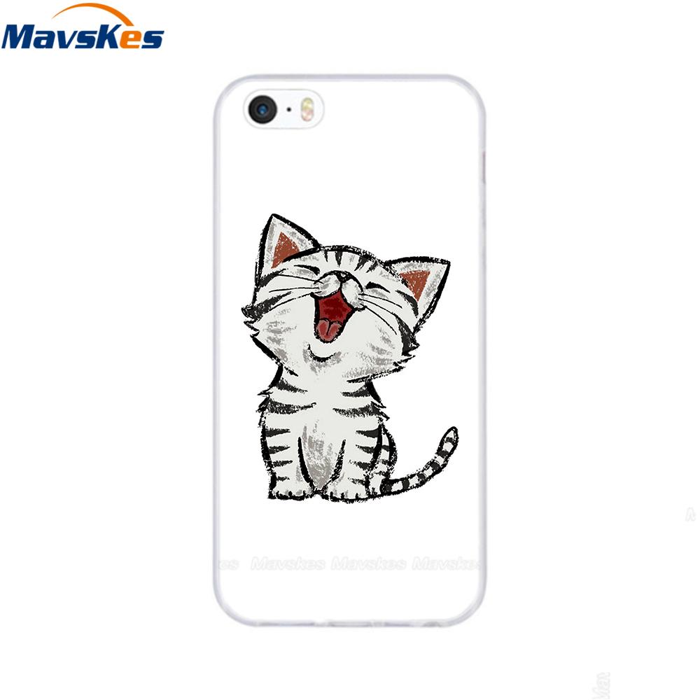 Мягкий чехол из ТПУ для iPhone 4 4s 5 5s SE 6 6s милый мультяшный кот цветок модный силиконовый чехол-бампер для телефона полная защита