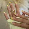 Small Fresh French Yellow Simple Nails Flower Pearl Almond Manicure Ins Wind Summer Nail Piece