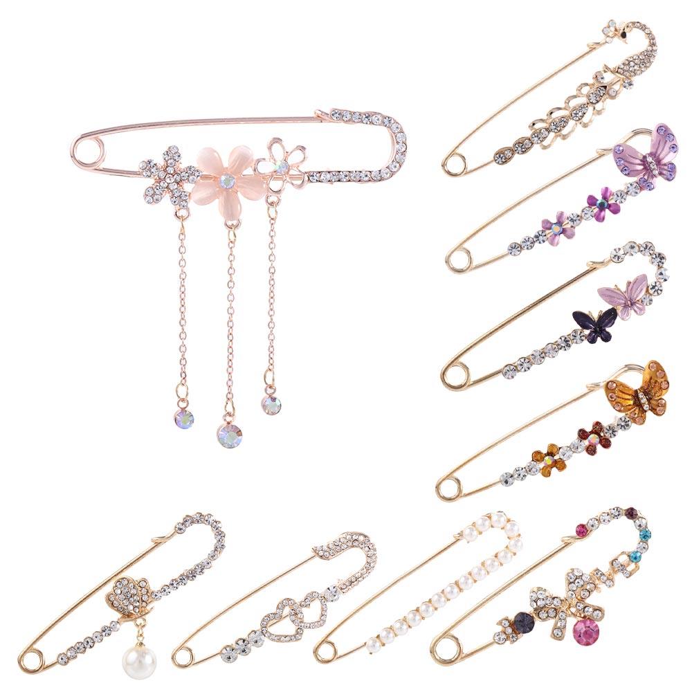 Fashion Butterfly Simulated Pearl Flower Bow Safety pin Accessories Corsage Jewelry Brooches Pin