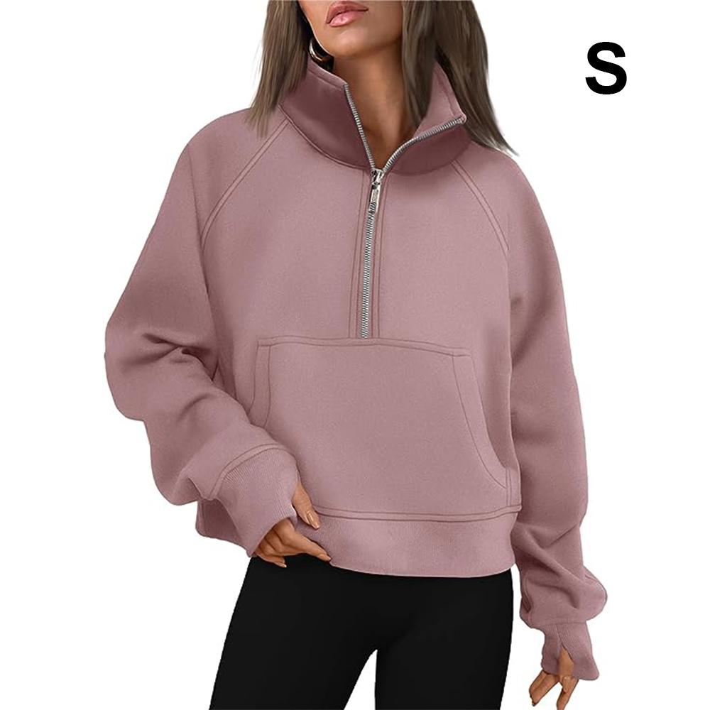 Женские толстовки на молнии, укороченный пуловер, флисовые толстовки на молнии на четверть, осенняя одежда, одежда с отверстием для большого пальца