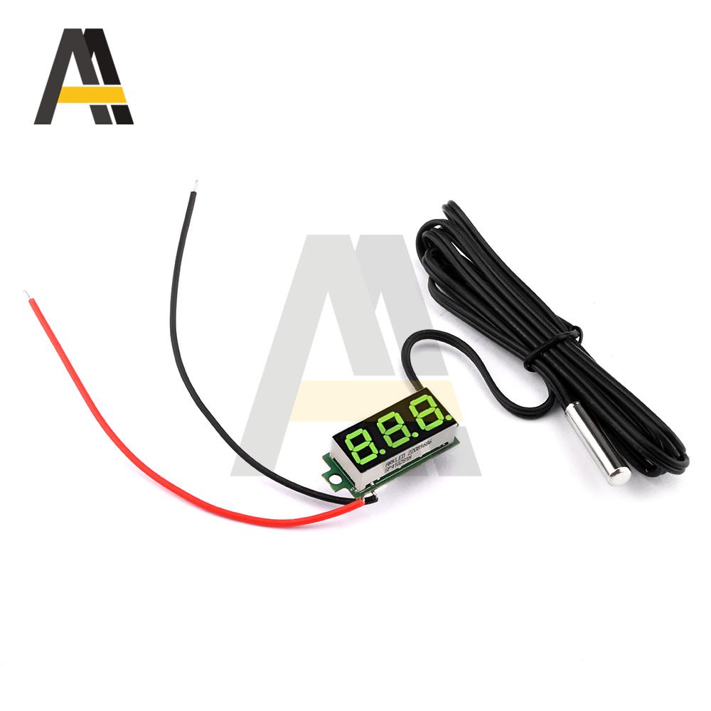 DC 12V 24V Mini Digital LED Thermometer for Car Temperature Monitor Panel Meter Measuring Range -50-125C with Temperature Probe