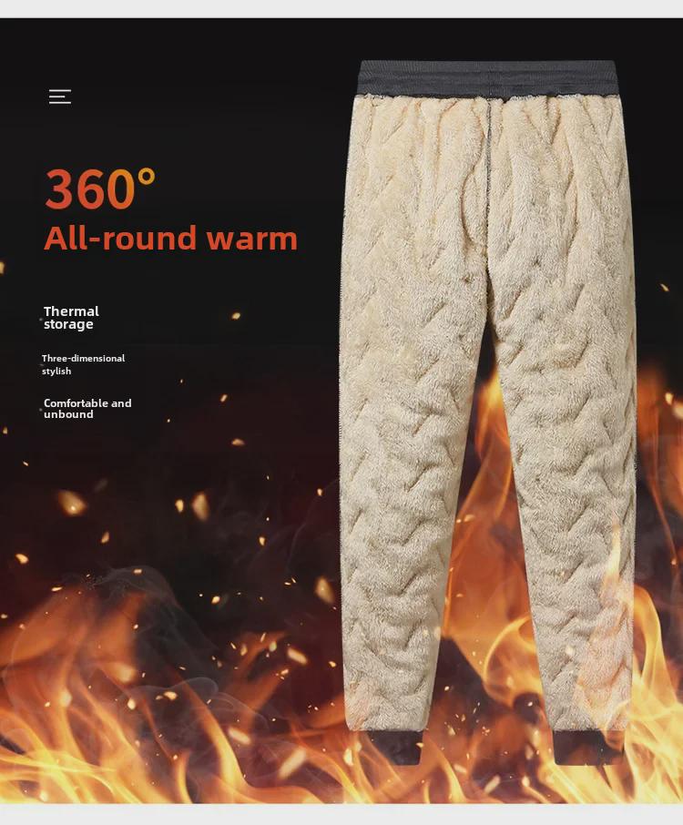 Мужские зимние шерстяные хлопковые брюки больших размеров - теплые, свободные, прямые повседневные брюки