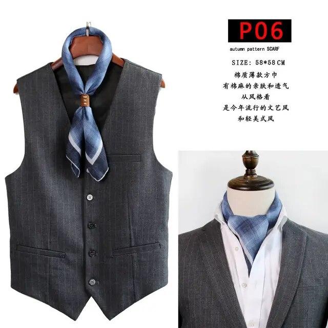 Cotton and Linen Men's Artistic Retro Scarf Korean Spring Autumn Winter Scarf Hip Hop Street Style Scarf Small Square Towel