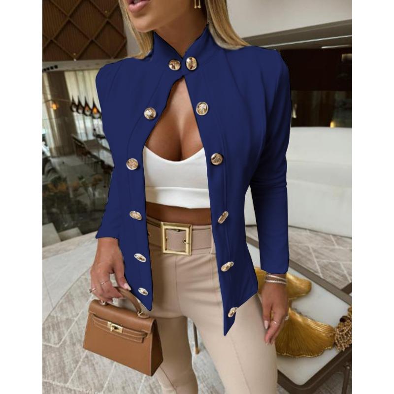 Женская мода повседневная осень-зима однотонные принты с длинным рукавом и воротником-стойкой пальто