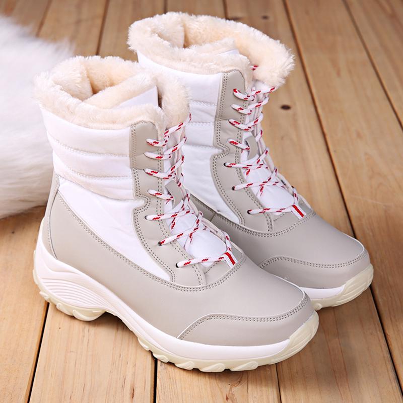 MAITA Women Snow Boots Winter Warm Boots Thick Bottom Platform Waterproof Ankle Boots