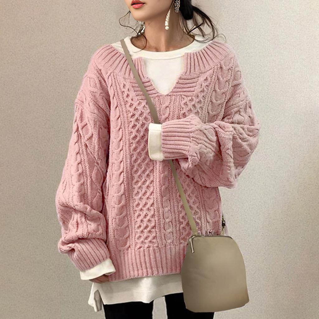 Женский модный повседневный однотонный свитер с длинным рукавом, пуловер, свитер, топ