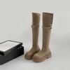Модный темперамент Маленькие сапоги выше колена на толстой подошве Женские сапоги 2025 Новые летние тонкие высокие рыцарские сапоги