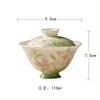 110ml Hand-painted Flower Gaiwan Antique Tea Tureen Tea Bowl With Lid Kit Tea Brewing Cover Bowl Chinese Tea Set Collection