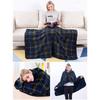 Носимое клетчатое флисовое одеяло с пуговицами, многофункциональное теплое одеяло