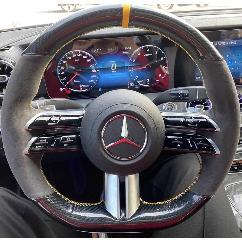 Для Mercedes Benz Class W206 E-Class W213 S-Class W223 Ручная прошивка Карбон белый Кожаный Чехол на Руль Автомобиля