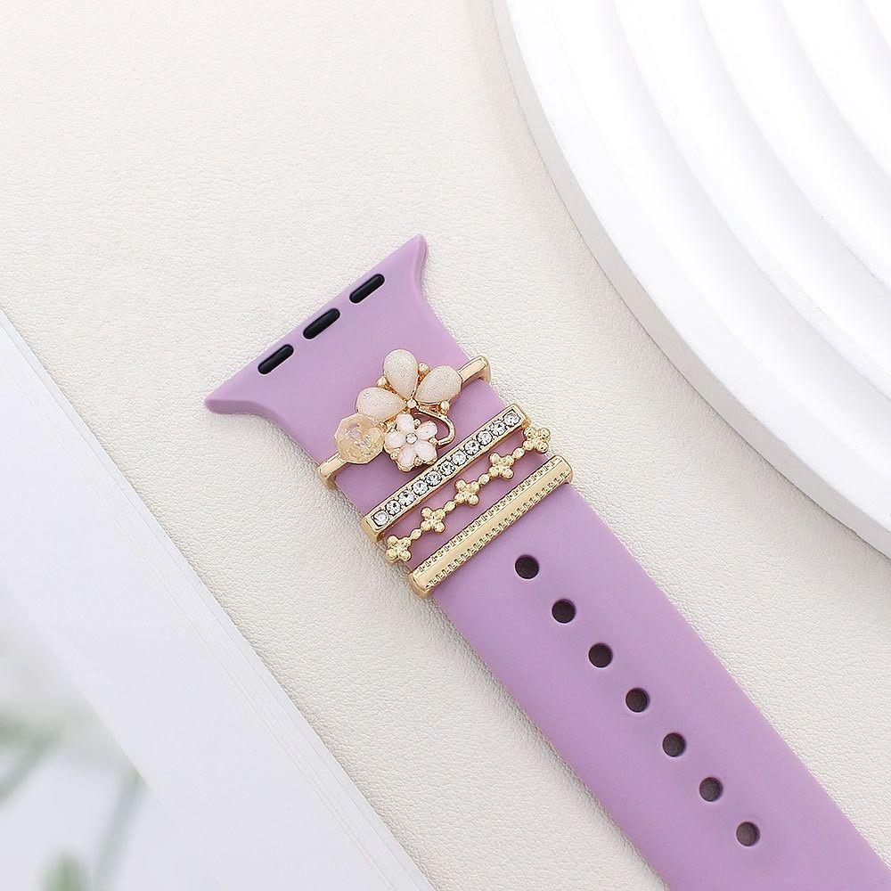 4 шт. Цветочный ремешок для часов, Металлические подвески для браслета для Apple Watch