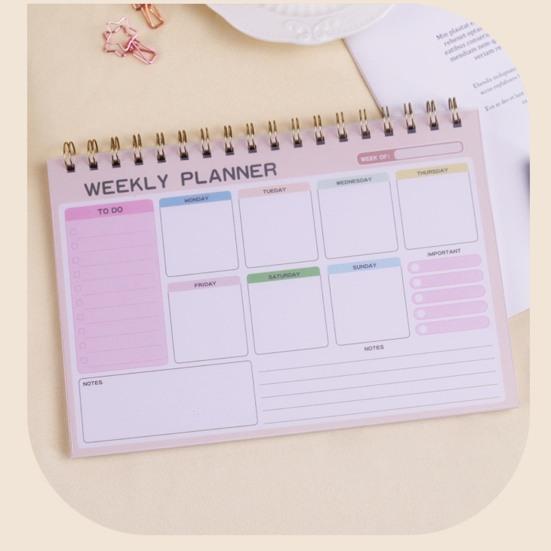 Блокнот-планировщик на неделю с 52 листами без даты в спиральном переплете. Настольный блокнот-еженедельник для личного пользования.