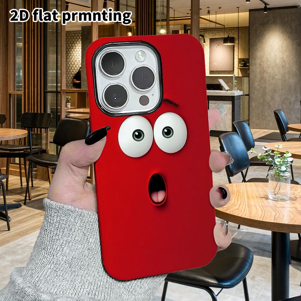 Phone Case: 2D flat design suitable for iPhone 18 17 16 15 14 13 Pro film protective case, couple style, shocked face, Christmas and Halloween gift