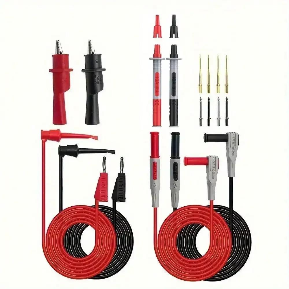 18pcs P1308B Test Lead Kit - 4mm Banana Plug with Test Hook, Alligator Clip & Replaceable Multimeter Probes