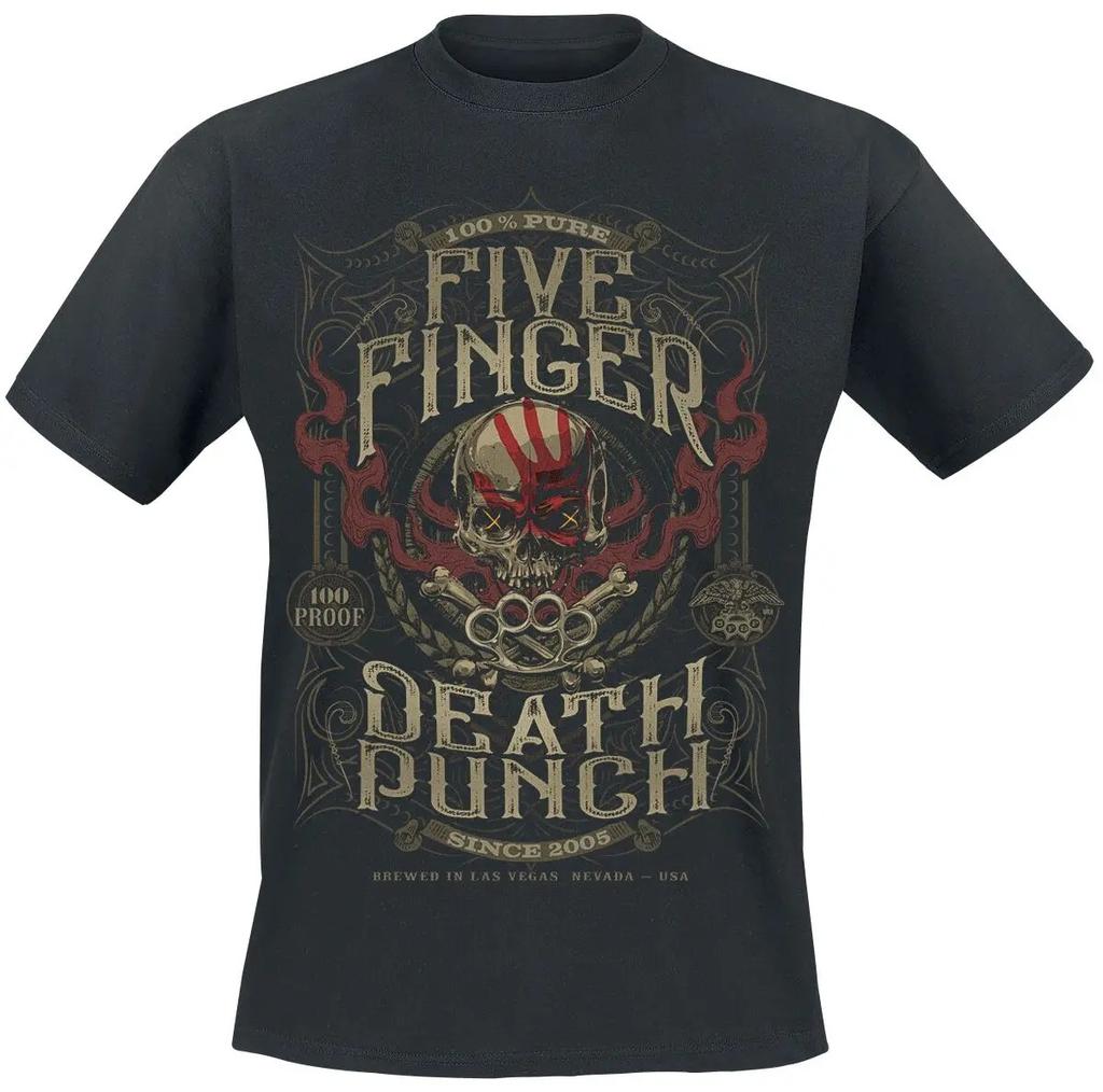 2026 Summer Five Finger Death Punch Cool Heavy Metal Skull Graphic Tee Vintage Rock Vibe Cotton Tshirt For Collectors