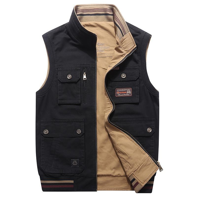 Двусторонний жилет для рыбалки большого размера с множеством карманов для мужского весенне-осеннего пальто для уличной фотографии