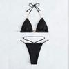 1 компл. Купальник бикини Мягкие бюстгальтеры без косточек Сексуальный Холтер с V-образным вырезом Страпон для плавания Комплект из двух частей Разделенное бикини Летний женский купальный костюм Пляжная одежда