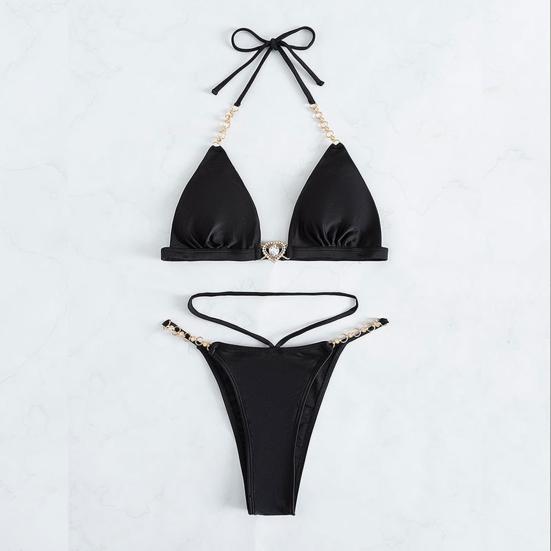 1 компл. Купальник бикини Мягкие бюстгальтеры без косточек Сексуальный Холтер с V-образным вырезом Страпон для плавания Комплект из двух частей Разделенное бикини Летний женский купальный костюм Пляжная одежда